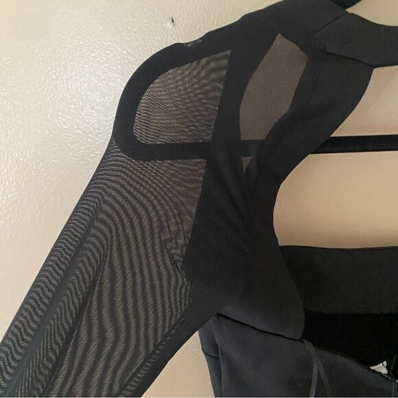 NWT Superdown Halley Bodycon Dress Black knit mini mesh Revolve S - Picture 9 of 10